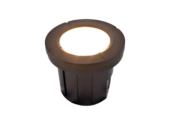 Sits flush with the ground. Well Light